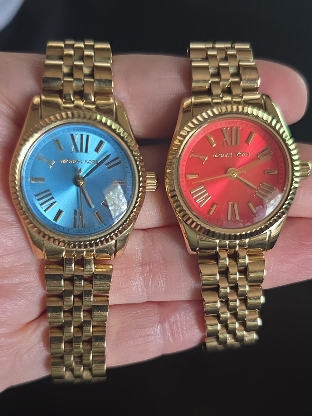 Michael Kors Gold Watches with Blue and Coral Dials Bundle!!! - Picture 2 of 5